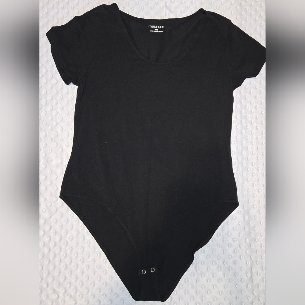 Maurices‎ Bodysuit Womens 2XL Black Stretch Jersey Scoop Neck Short Sleeve